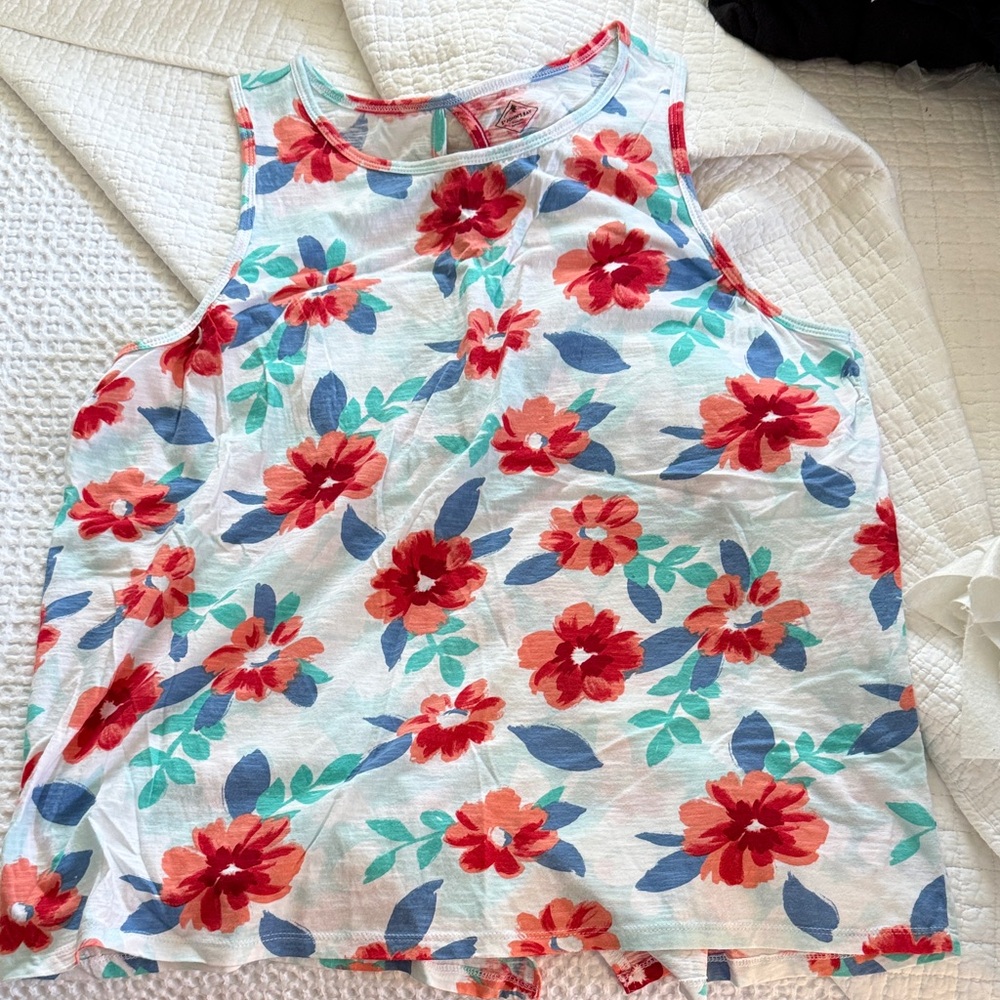 St. John's Bay Red and Blue Floral Top